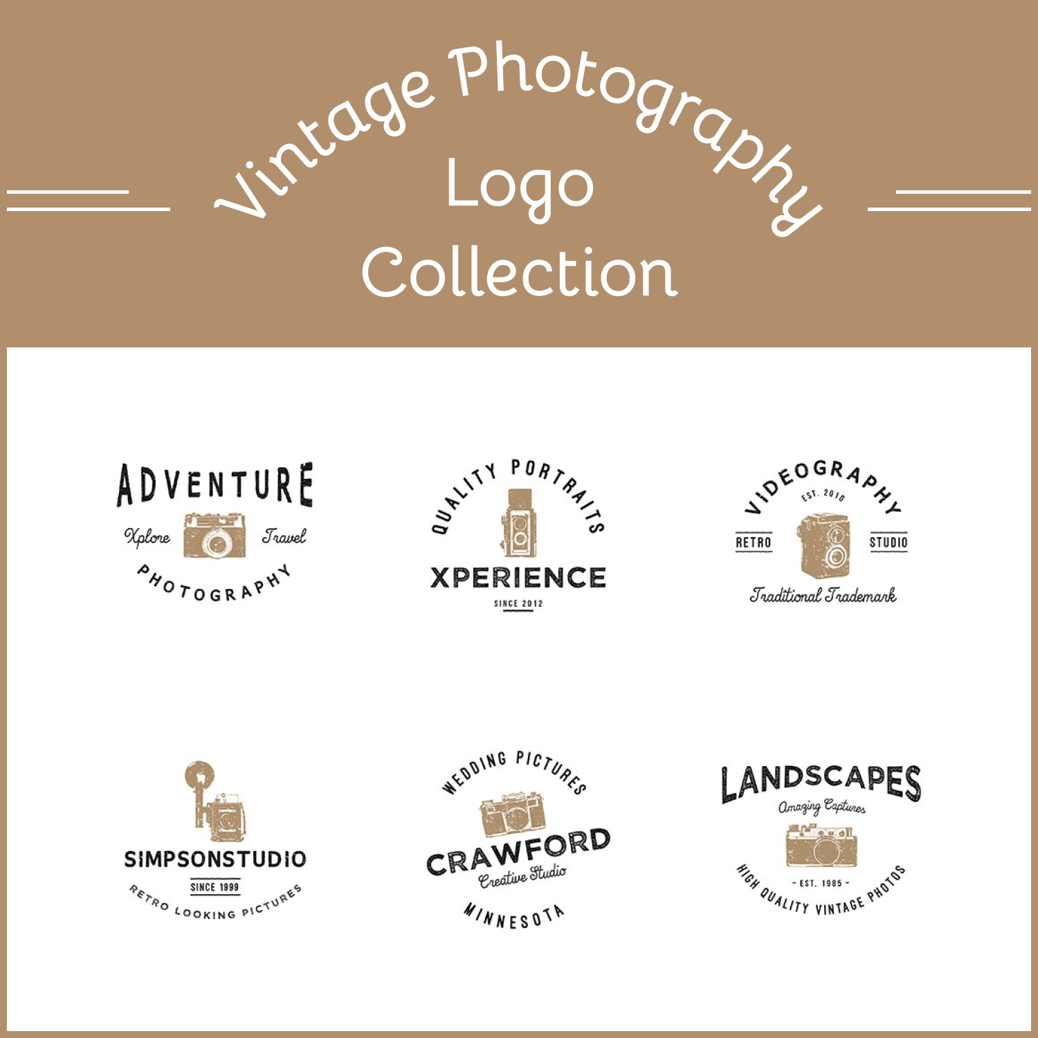 Preview vintage photography logo collection.