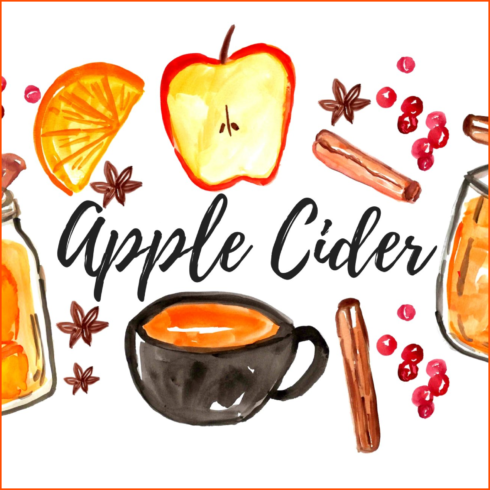 Prints of watercolor fall apple cider clipart.