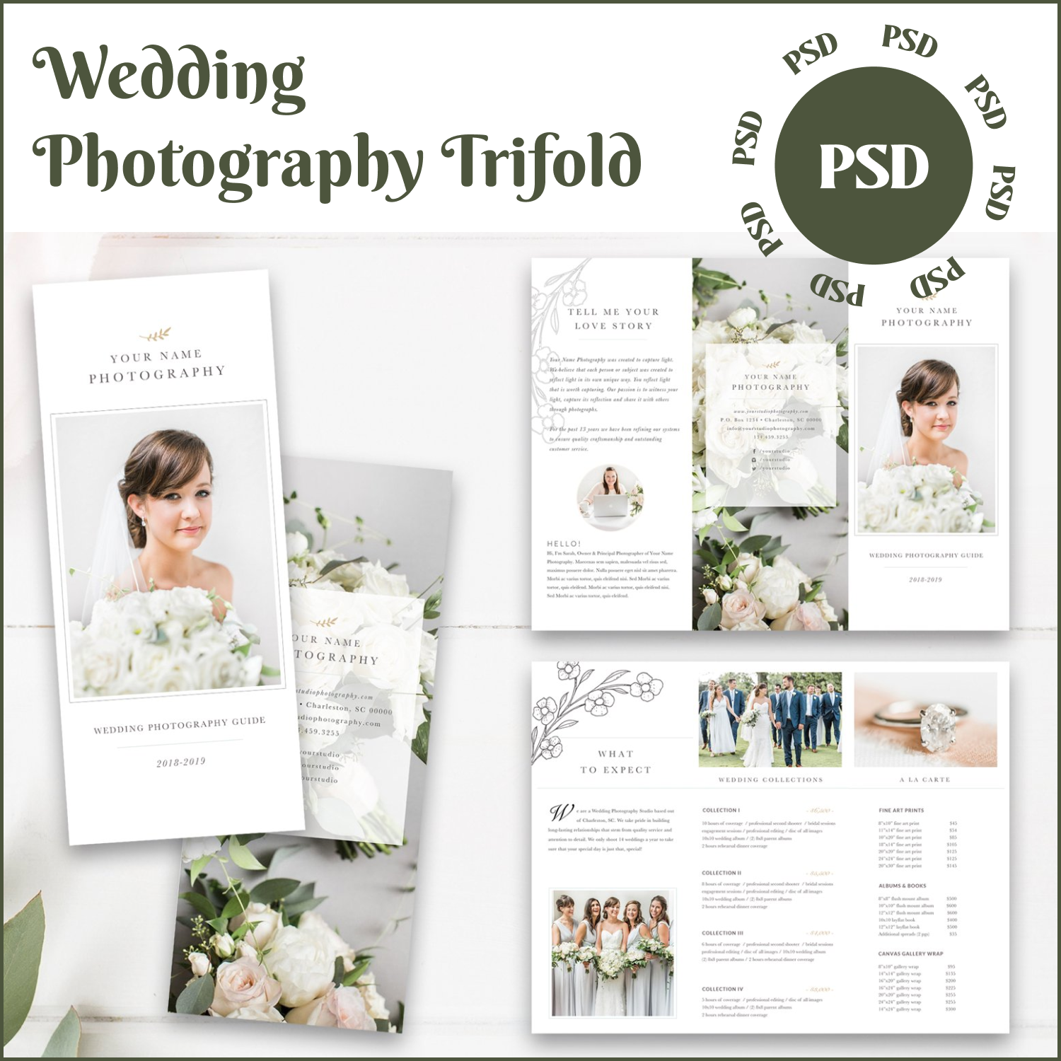 Preview wedding photography trifold.