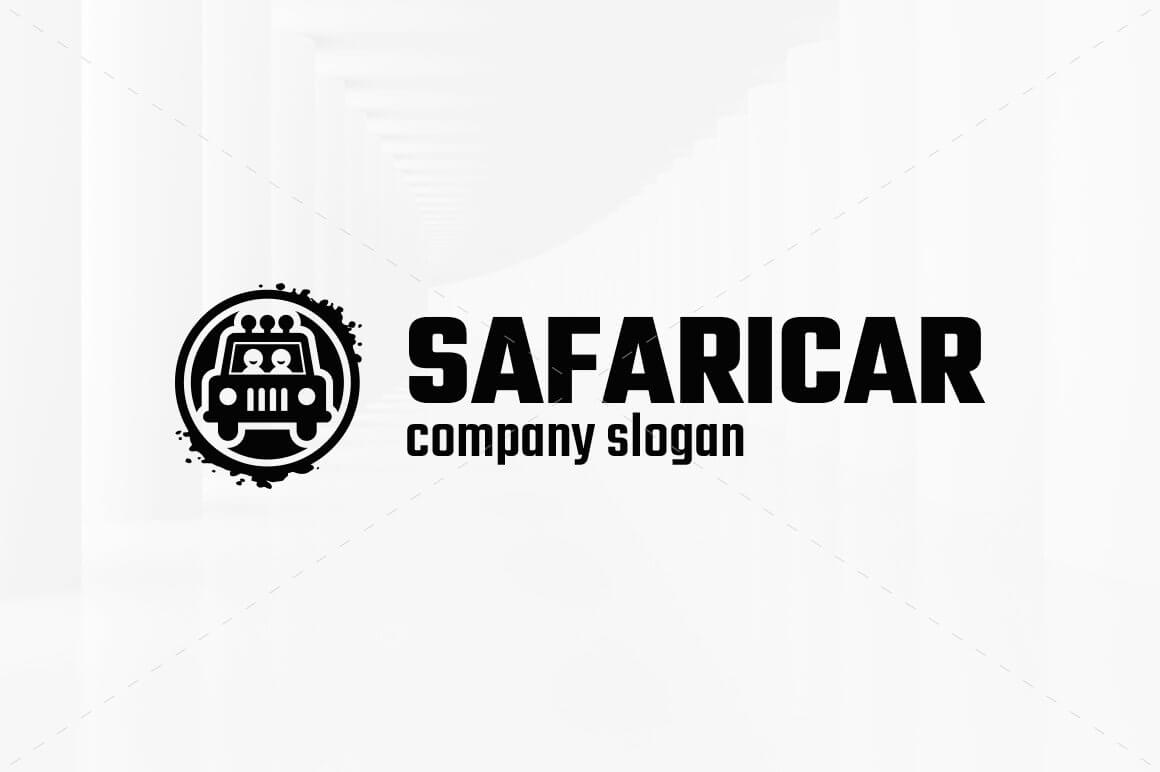 Black and white large Safari car logo template with title on the right.