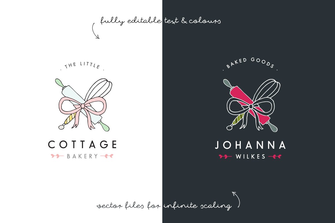 "The little, Cottage bakery" logo and "Johanna Wilkes" logo.