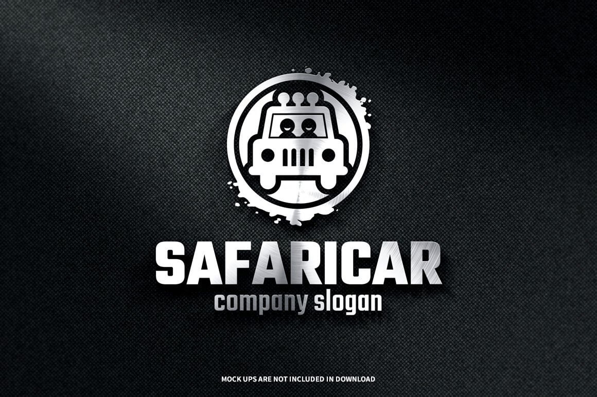 Silver Safari car logo template on black.