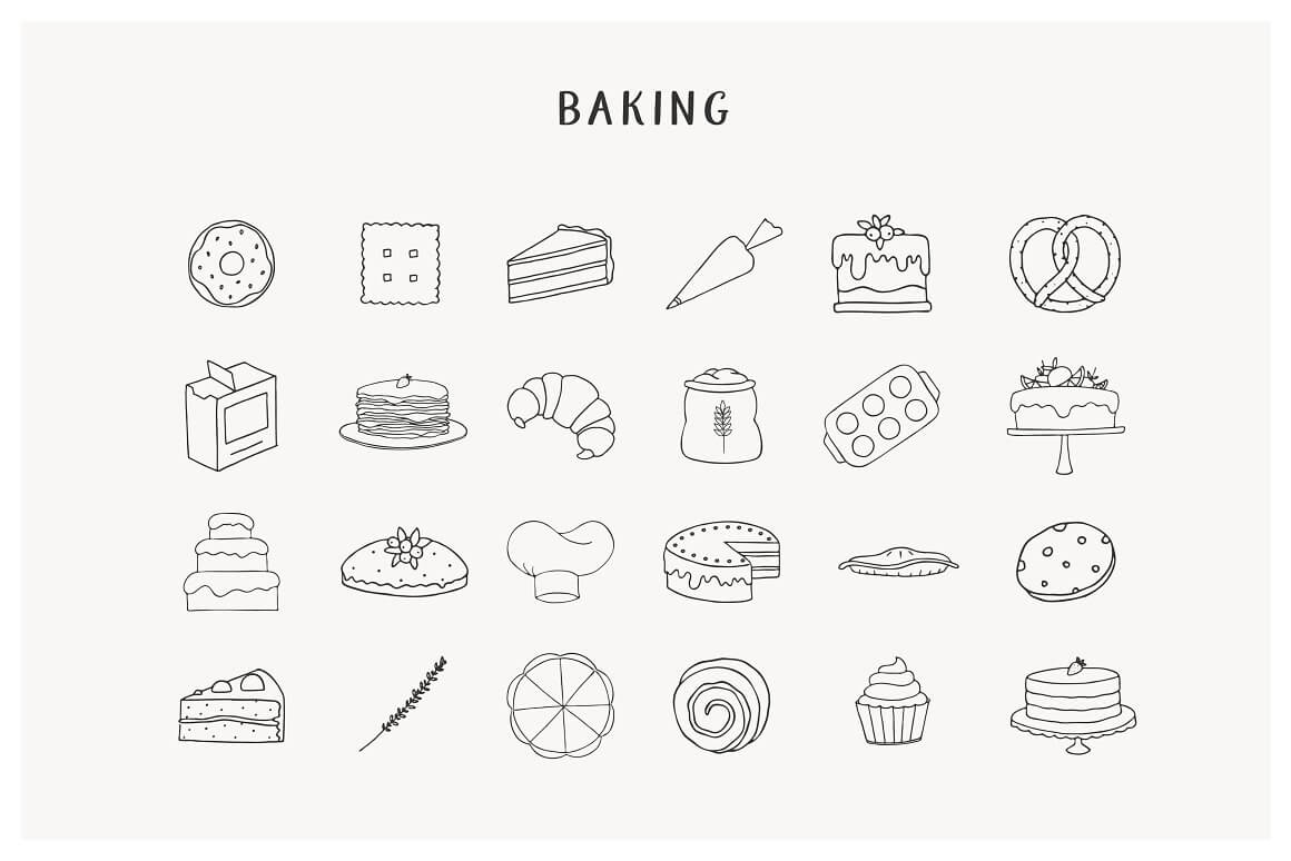Illustrations of baking on the white background.