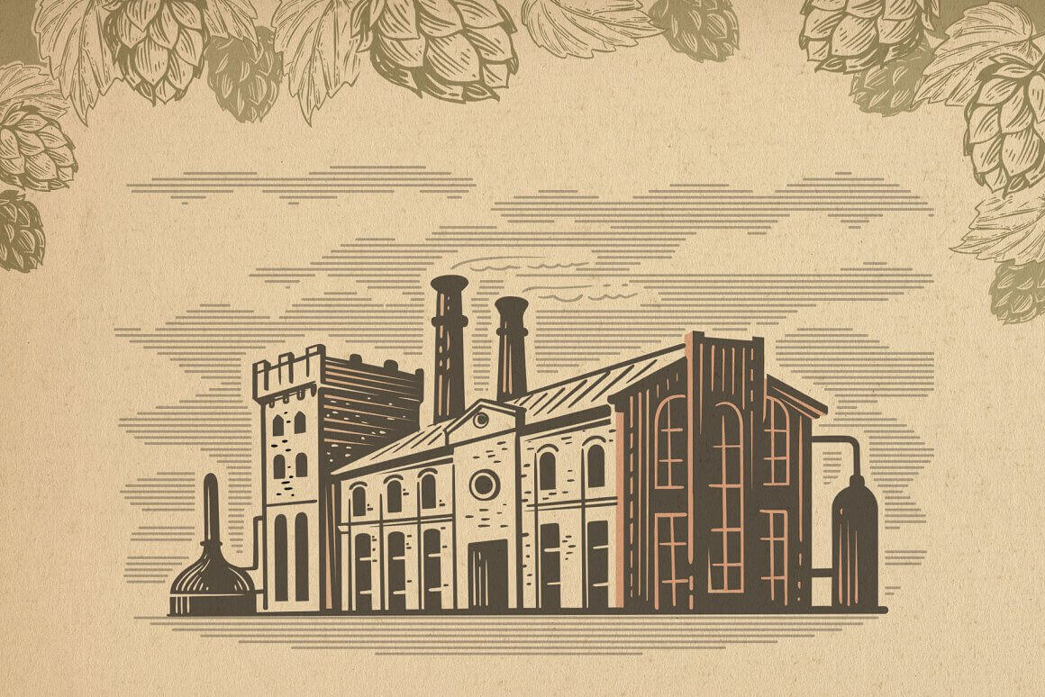Image of a brewery in vintage style.