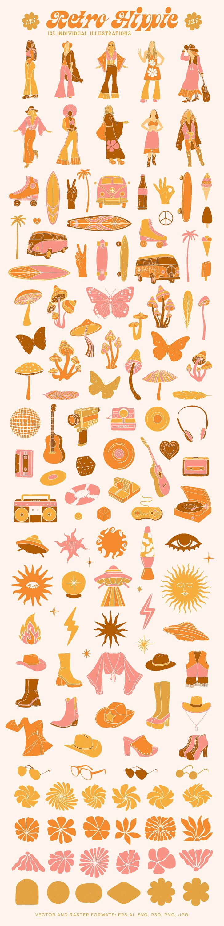 Beautiful objects on the theme of retro style.