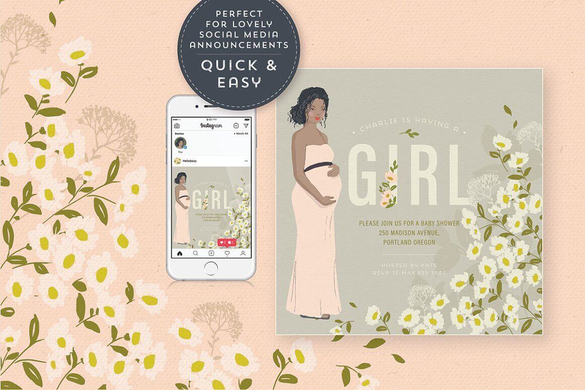 This pregnant portrait creator is perfect for lovely social media announcements.