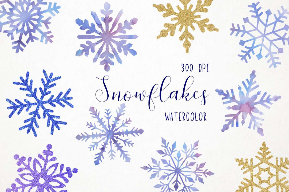 Blue and gold snowflakes.