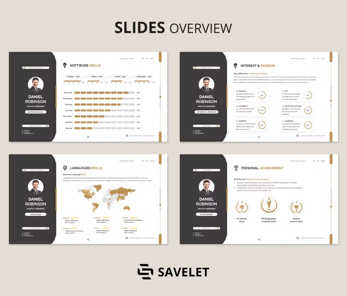 Slides with graphics and presentation of information.