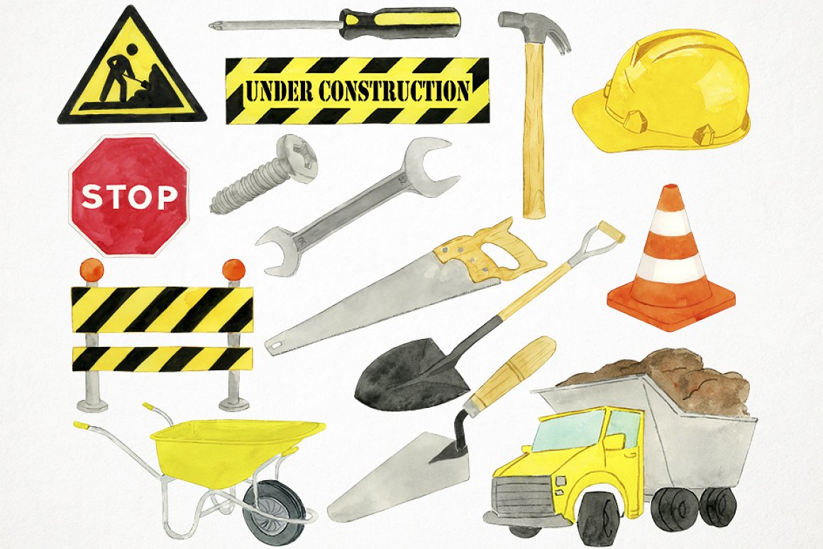 Image with items for construction.