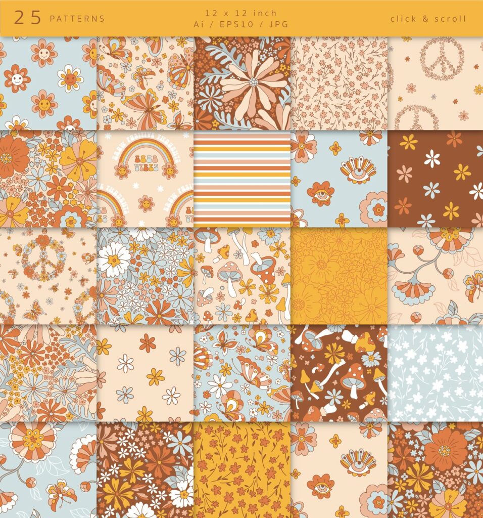 Groovy Garden Retro Hippie Graphics – MasterBundles