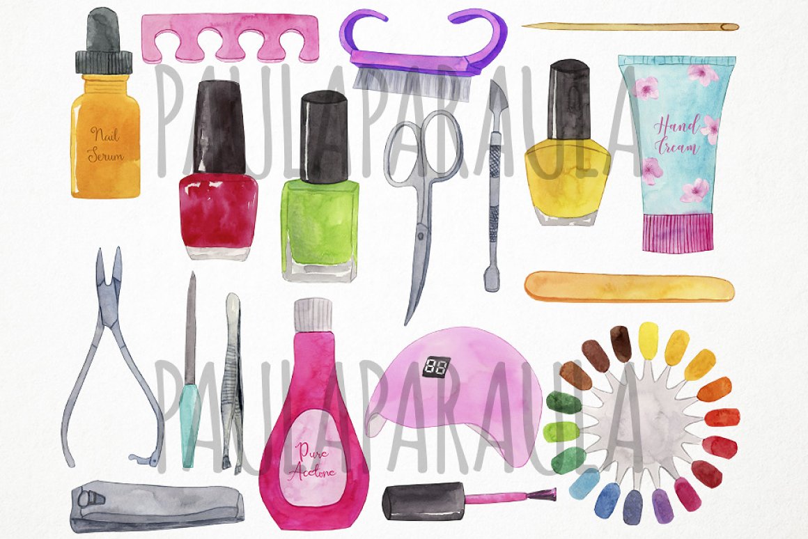 Tools with a bottle of nail paint.
