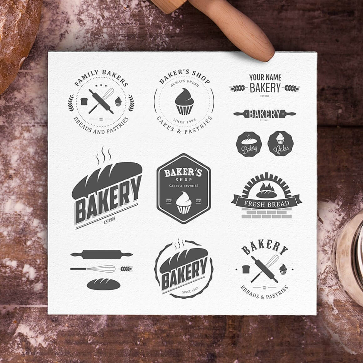 Logos of company name "Bakery".