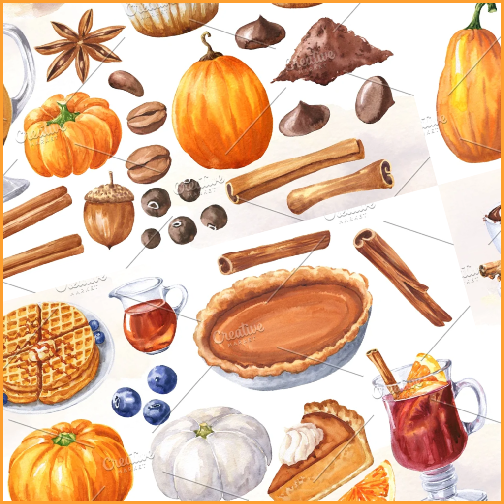 Watercolor Fall Season Food Set – MasterBundles