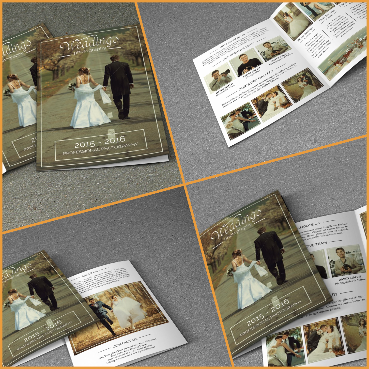 Prints of wedding photography brochure.