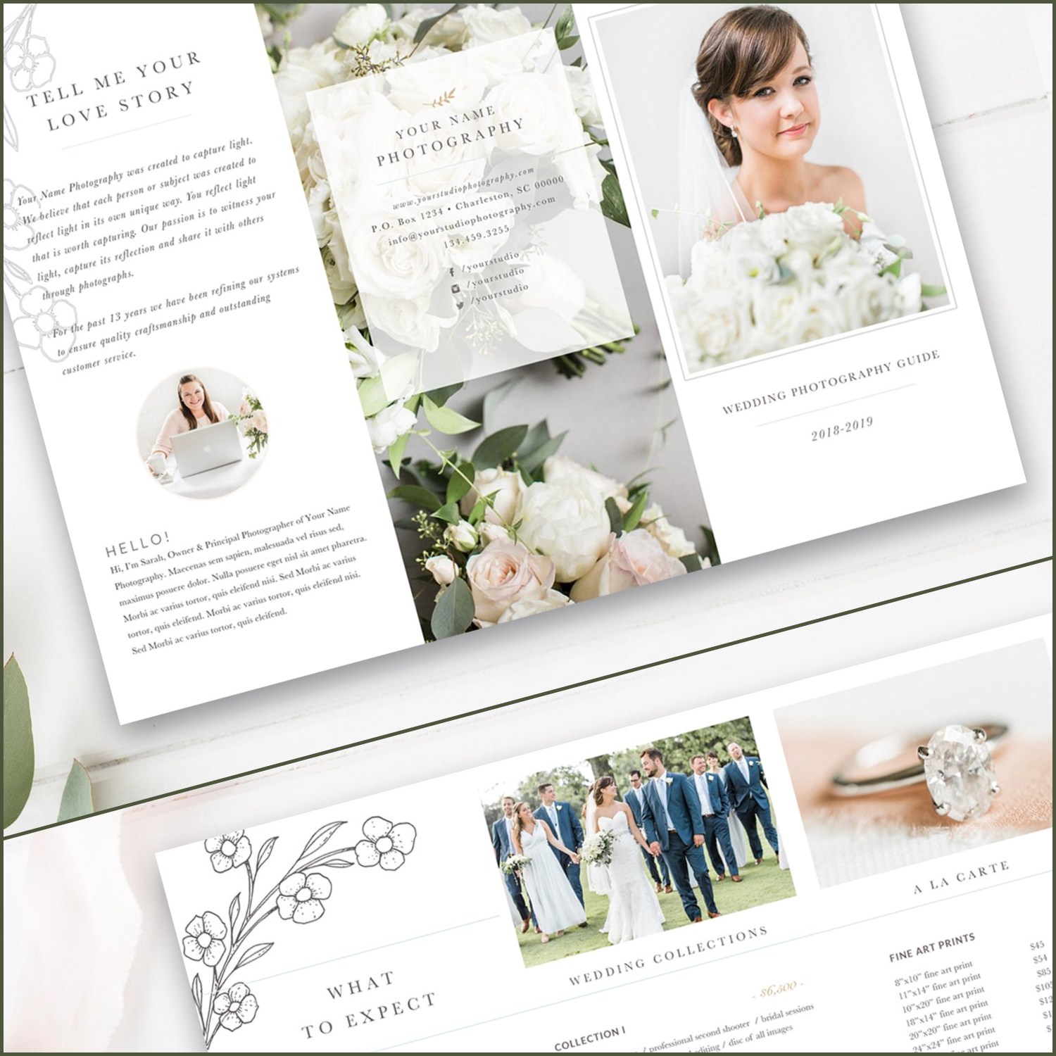 Prints of wedding photography trifold.