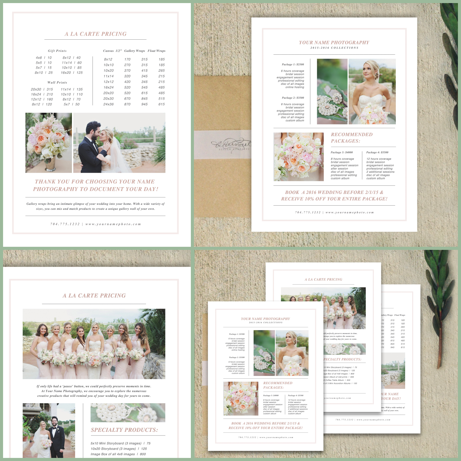 Preview wedding pricing guide set.