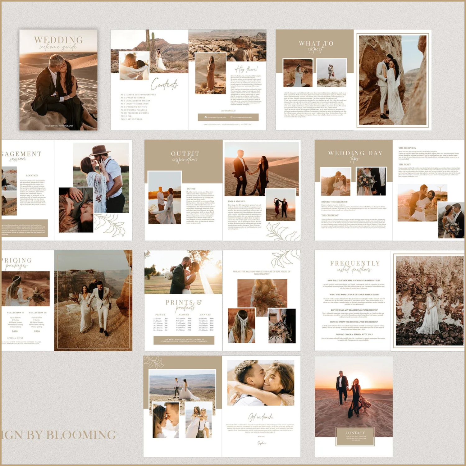 Prints of wedding welcome guide.