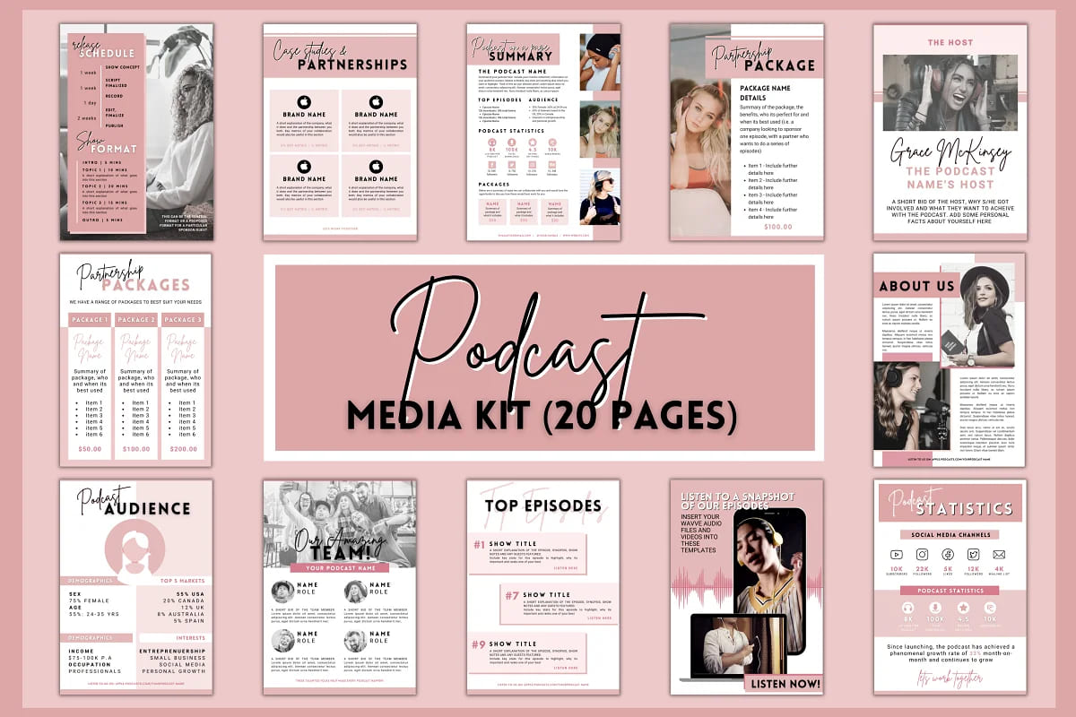 20 page podcast media kit for bloggers.