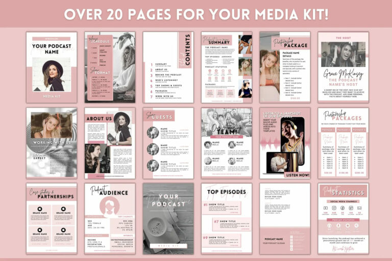 20 Page Podcast Media Kit Template MasterBundles