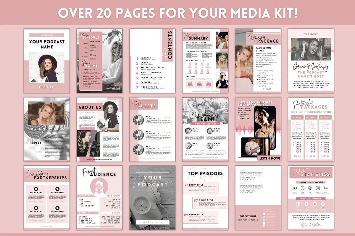 20 page podcast media kit template.
