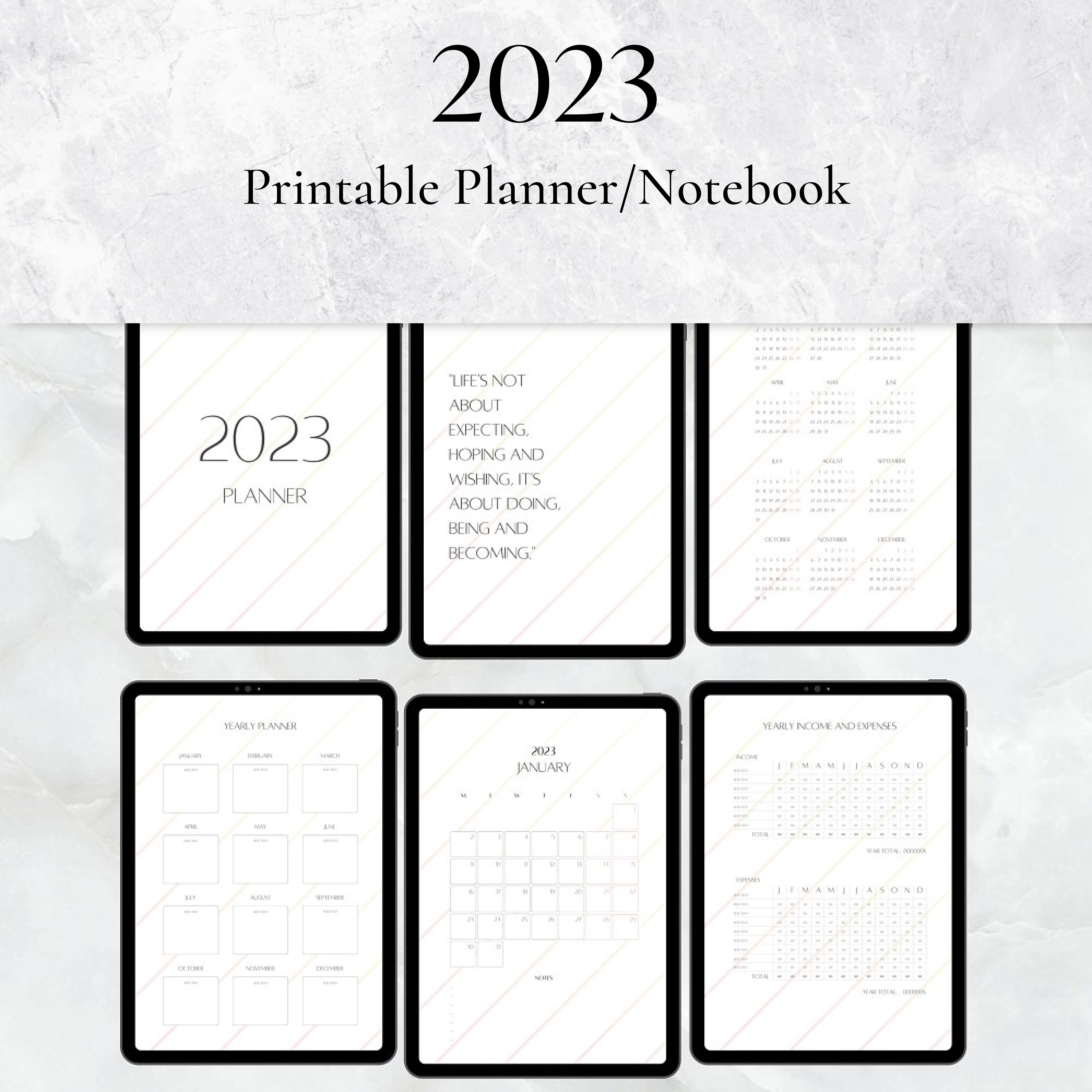 Prints of printable planner note book.