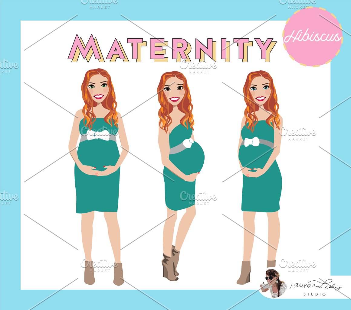 Creating the image of a red-haired beauty in a green dress for pregnant women.