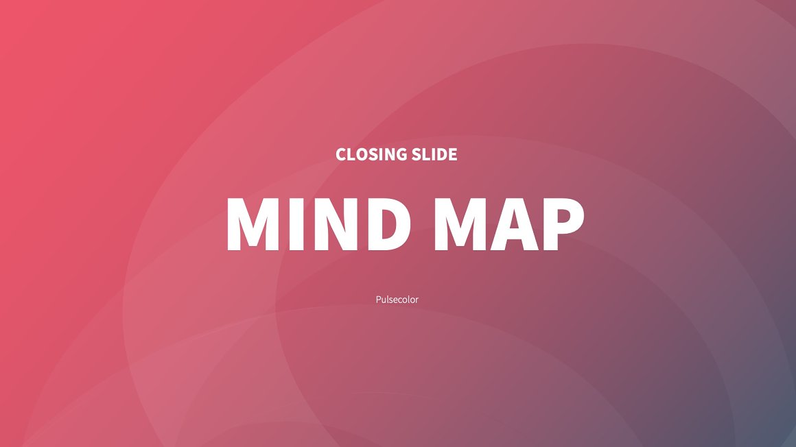 Closing slide with inscription "Mind map" on the red background.