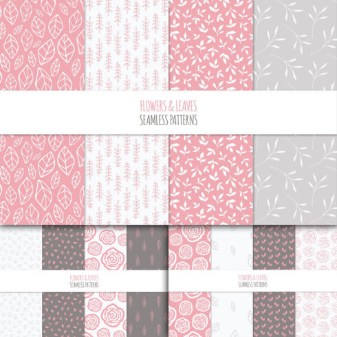 Preview floral seamless patterns coral red.