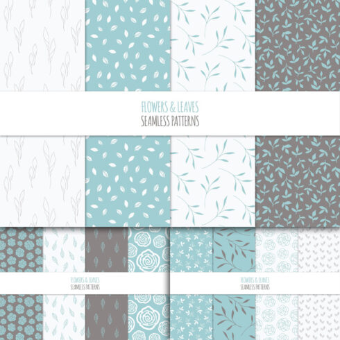 Prints of floral seamless patterns blue.
