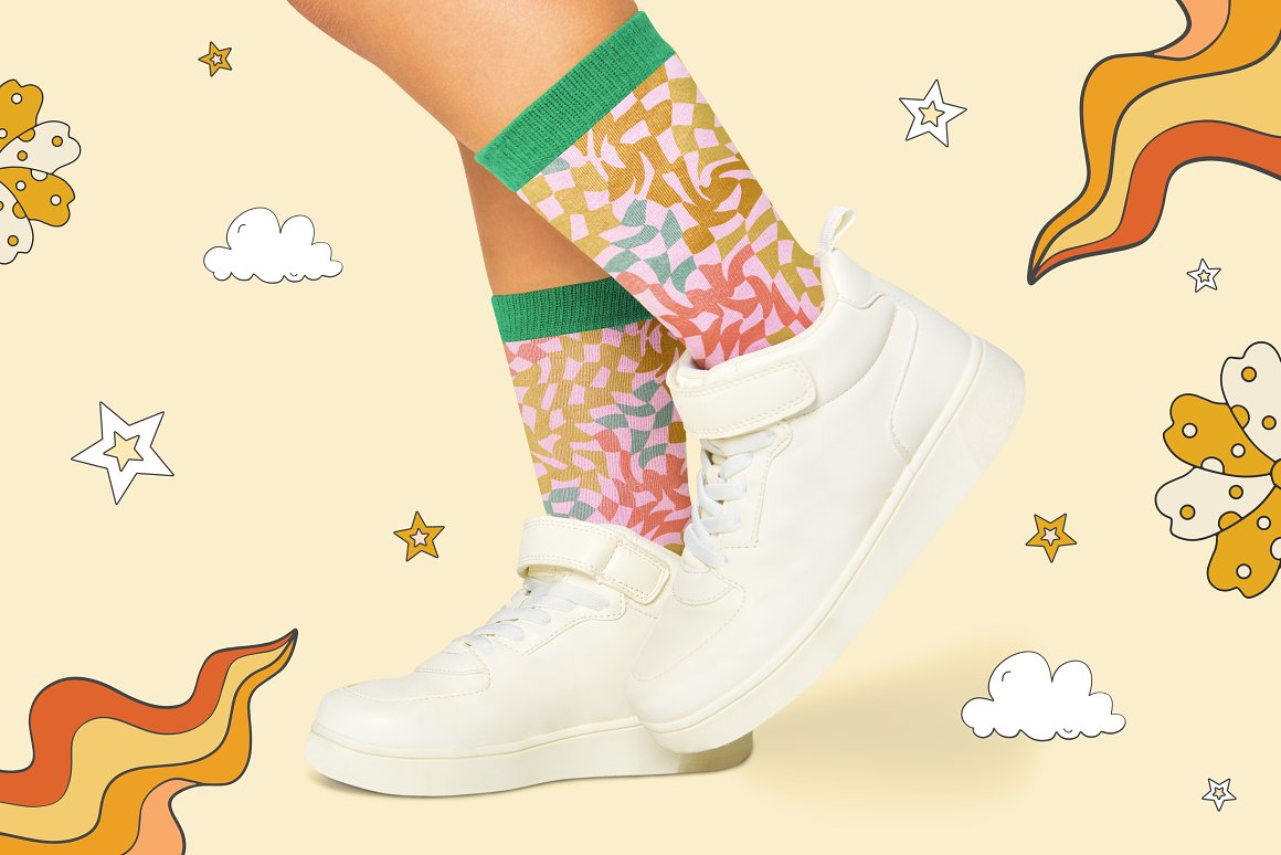 The image on the girl's socks.