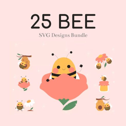 The 25 bee svg designs bundle.