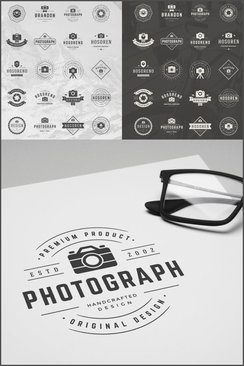 Photography logos and badges of pinterest.