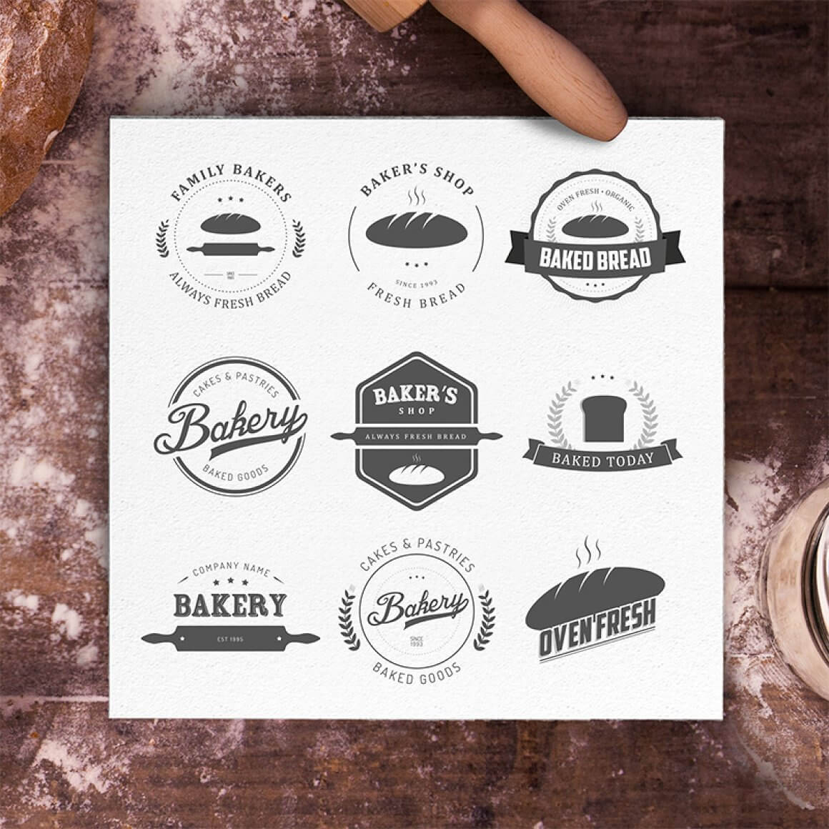 Logos "Baker's shop always fresh bread".