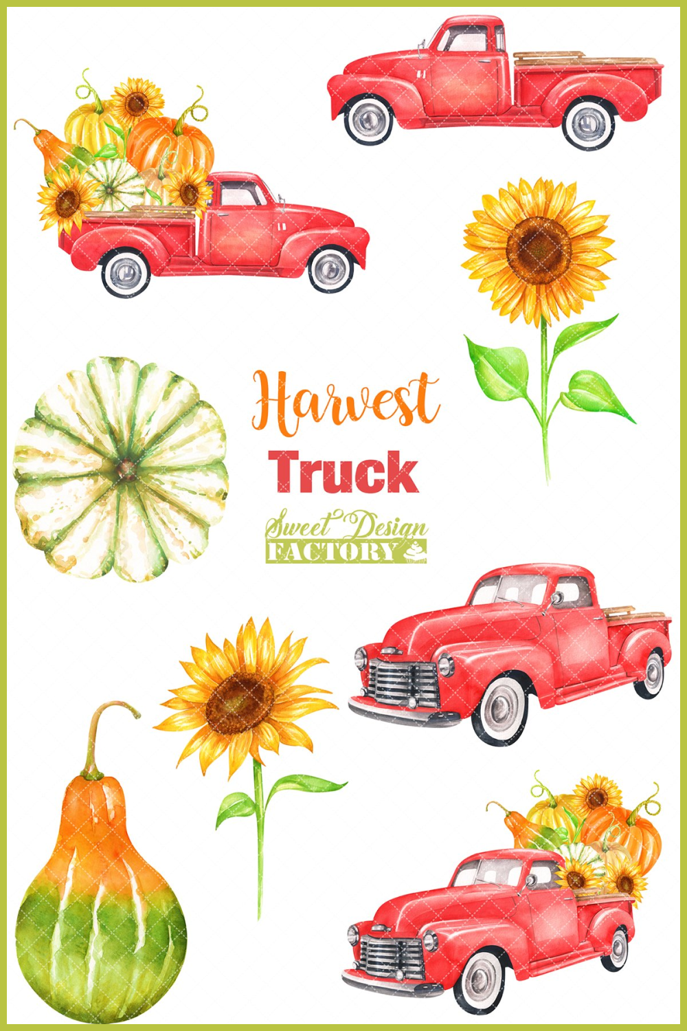 Watercolor harvest truck cliparts of pinterest.