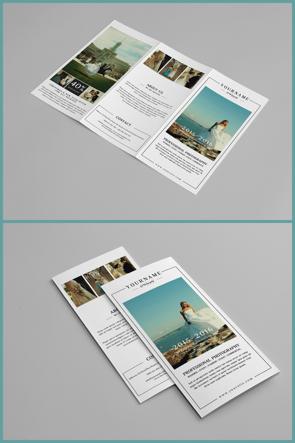 Wedding photography trifold brochure of pinterst.