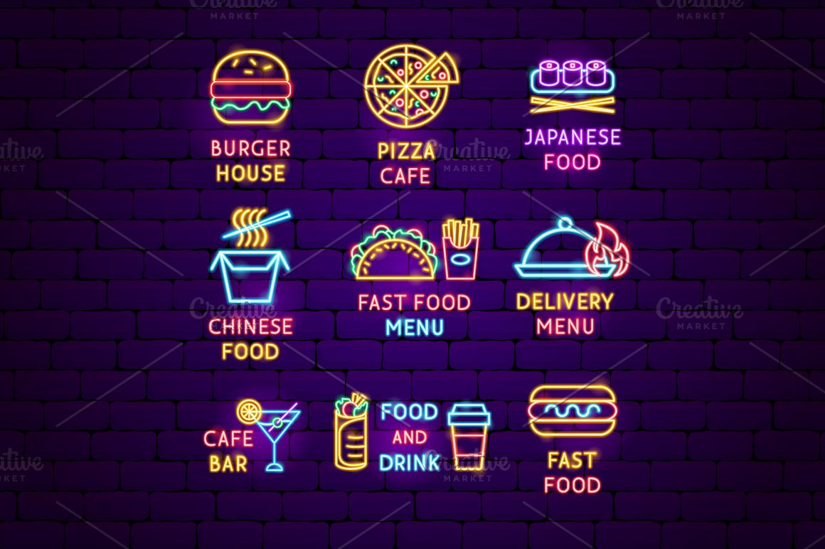 Beautiful icons of various fast food restaurants.