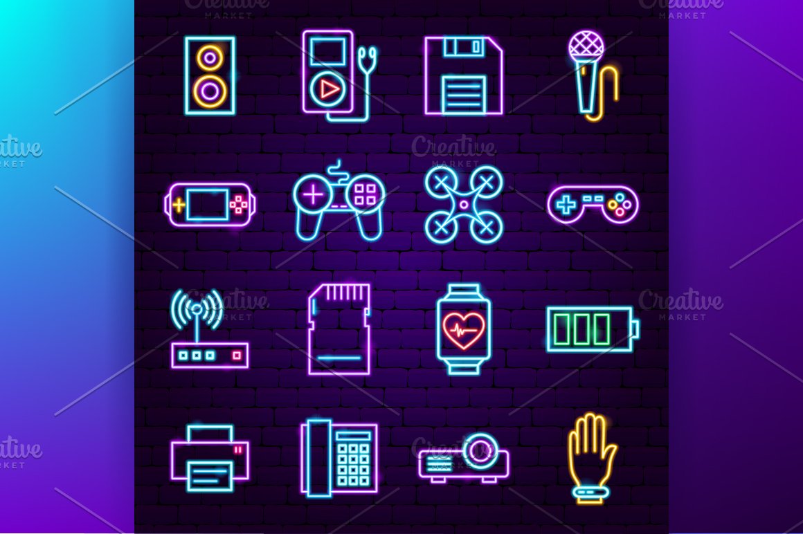 Icons of various electrical appliances.