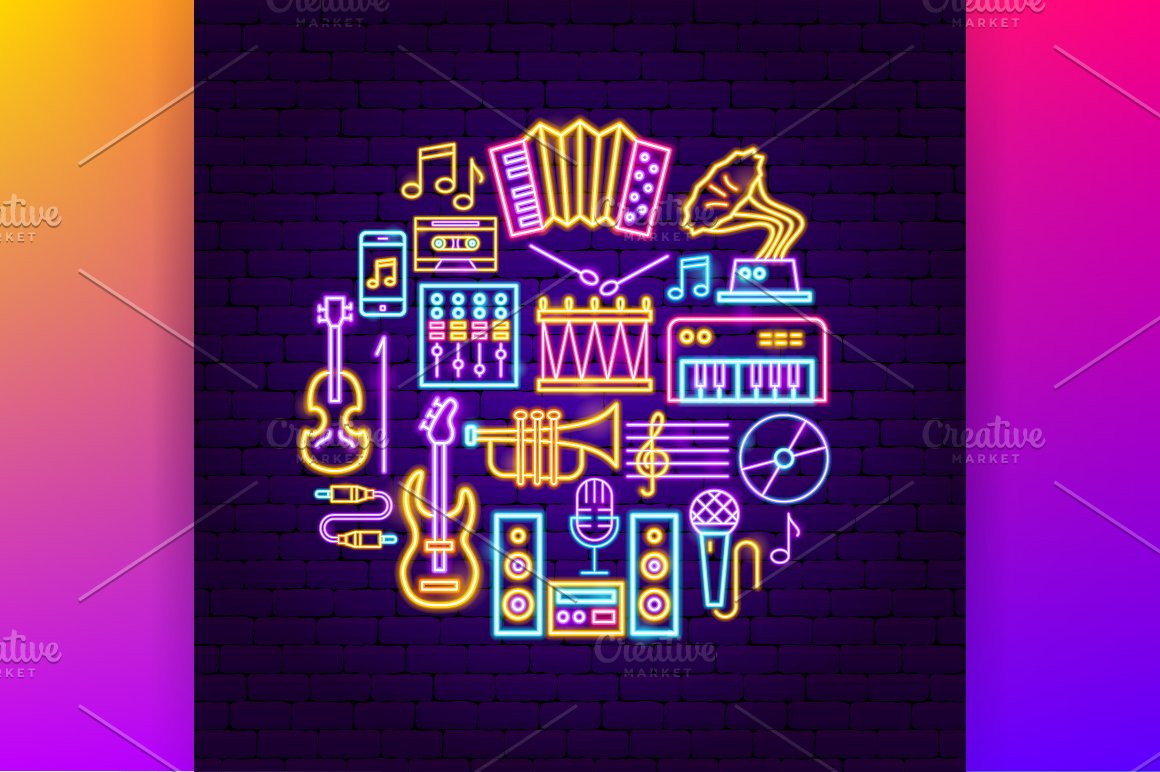 Preview of retro icons about music.
