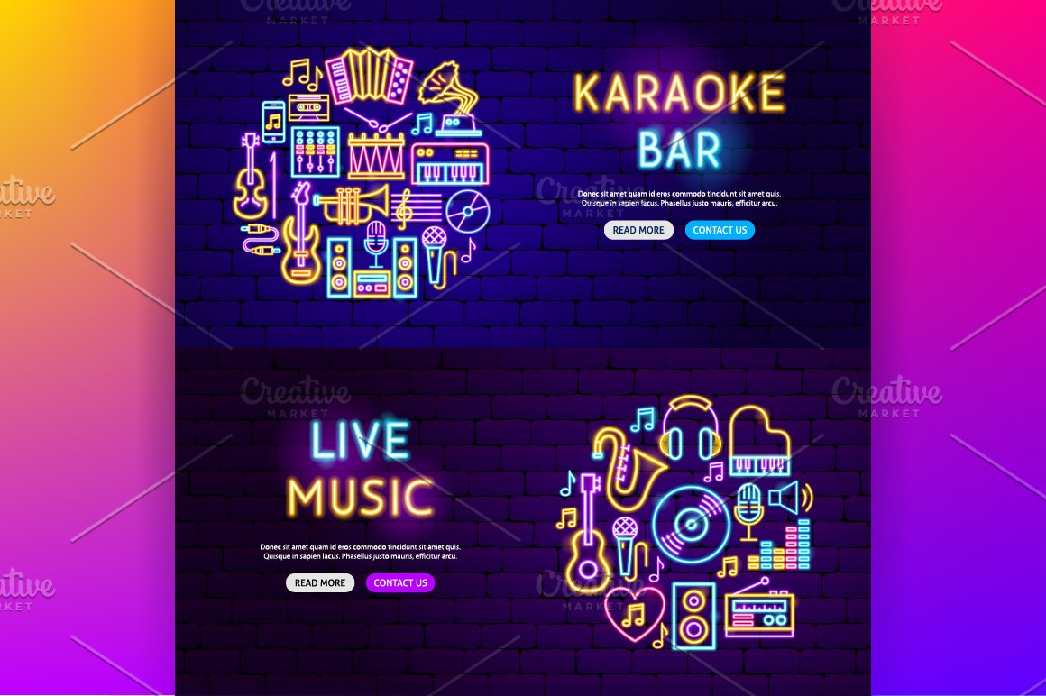 Icons on the theme of music and karaoke.
