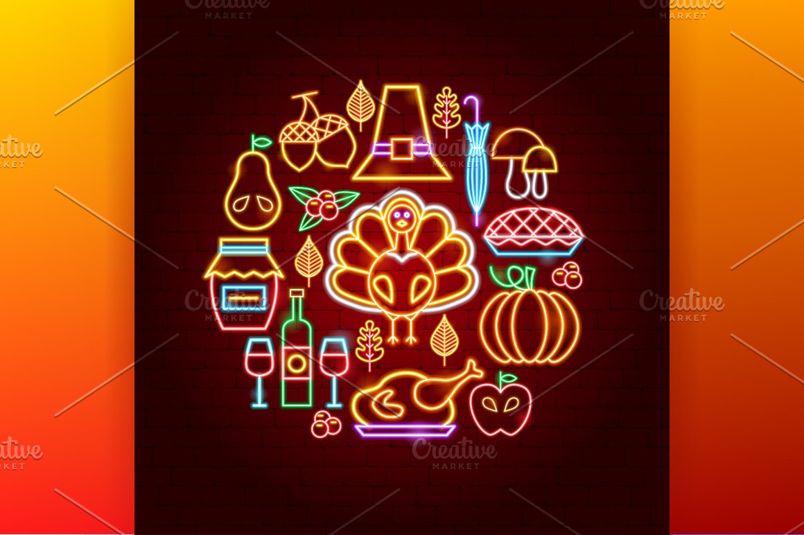 Retro icons on the theme of the holiday.