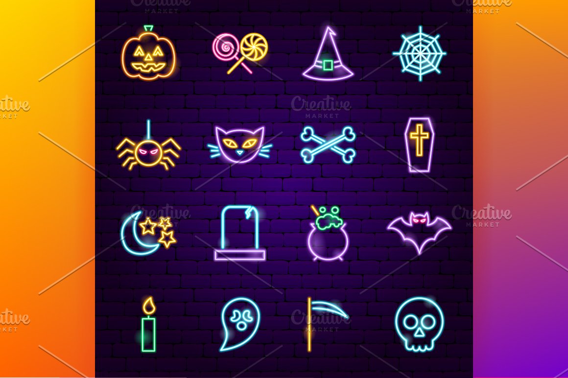 Beautiful icons on the theme of Halloween.