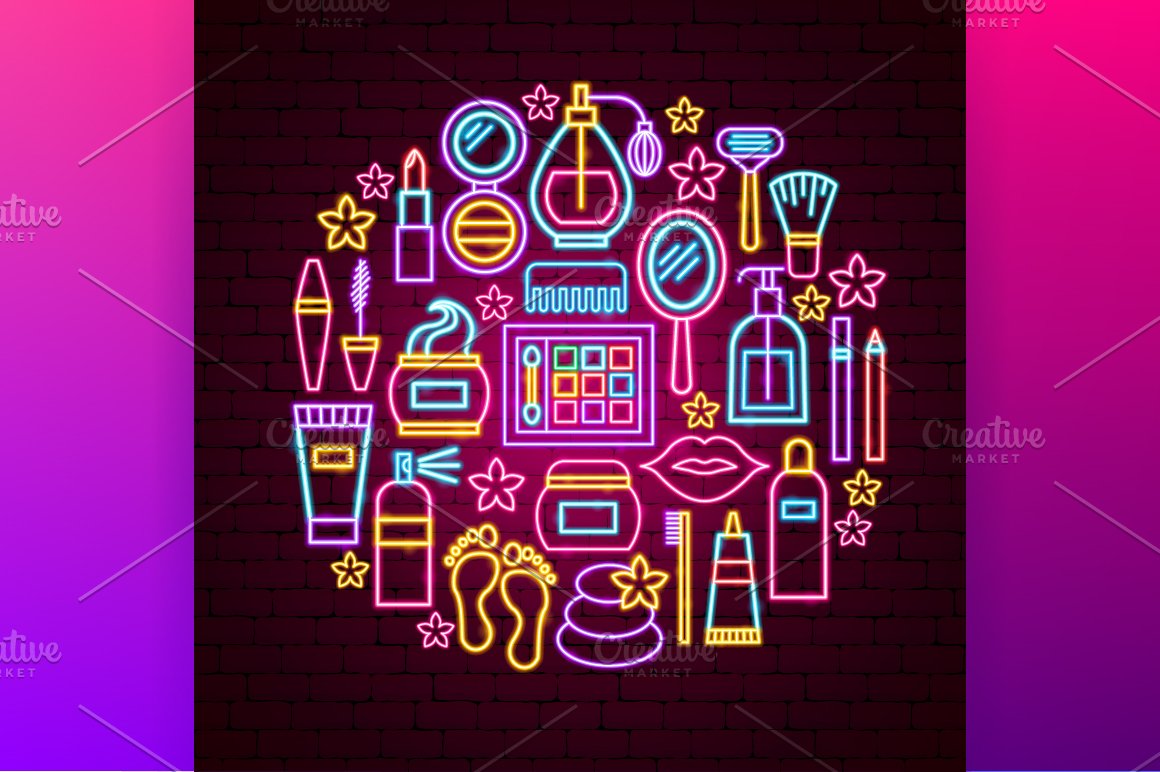 Different icons on the theme of the hairdresser.