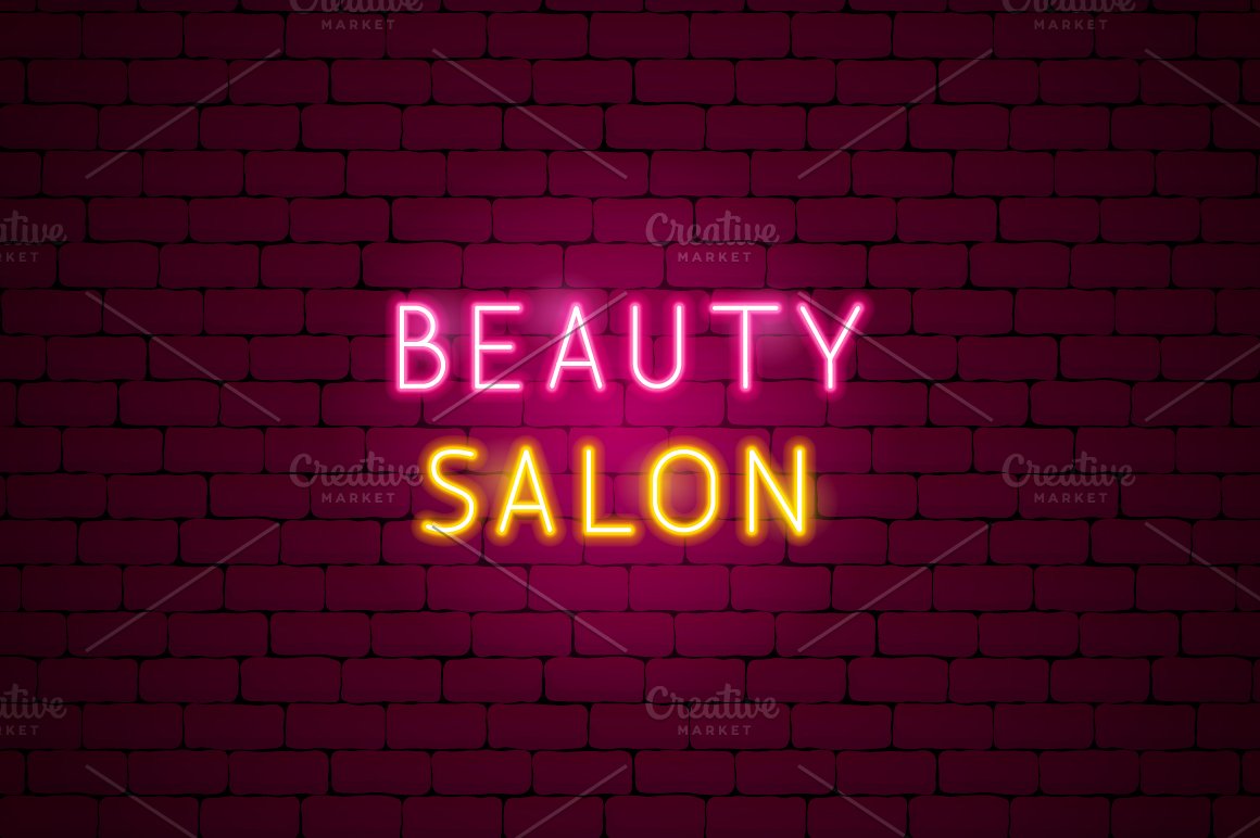 Beauty salon on a red background.
