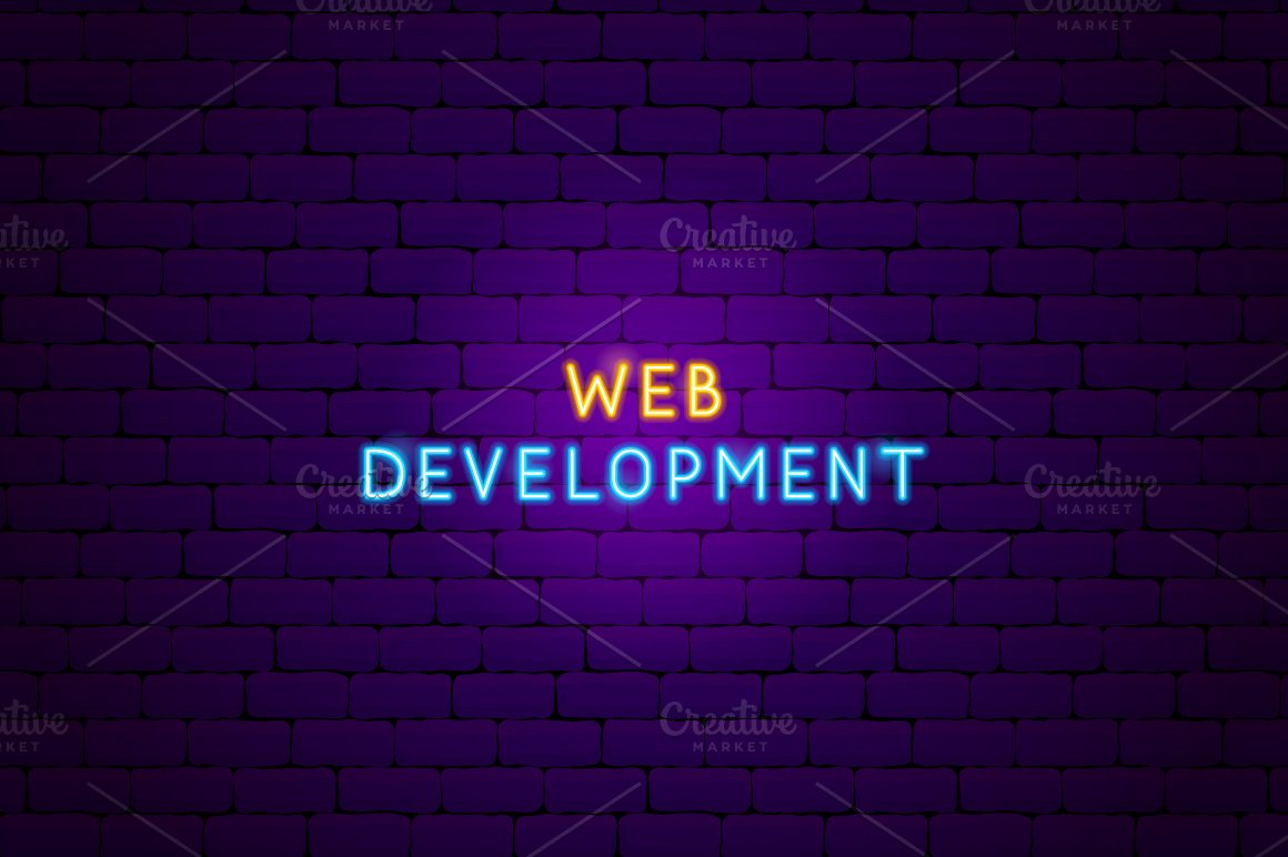 Inscription web development in neon.