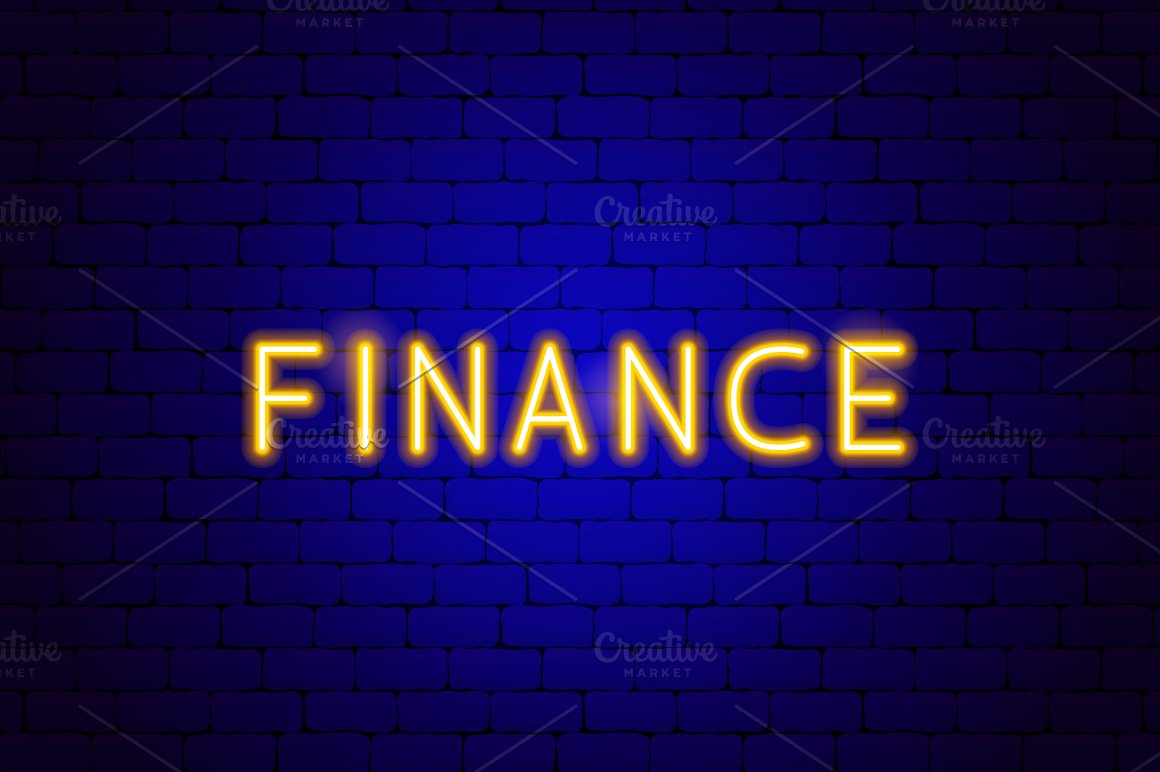 Finance in yellow neon.