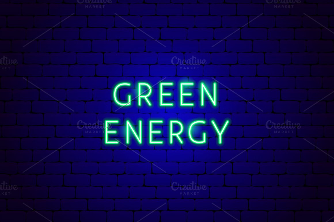 Inscription green energy neon.