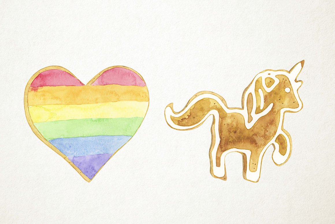 A heart and a unicorn in the color of the rainbow.