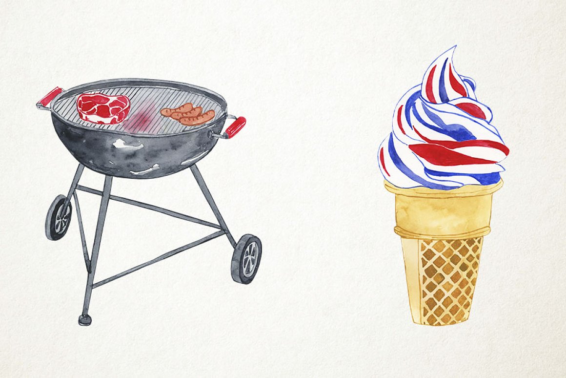 Patriotic grill and ice cream.