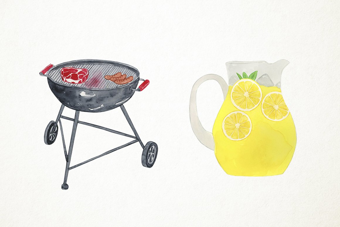 Grill and lemonade.