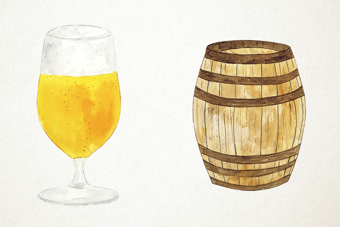 Beer in a glass and a barrel.